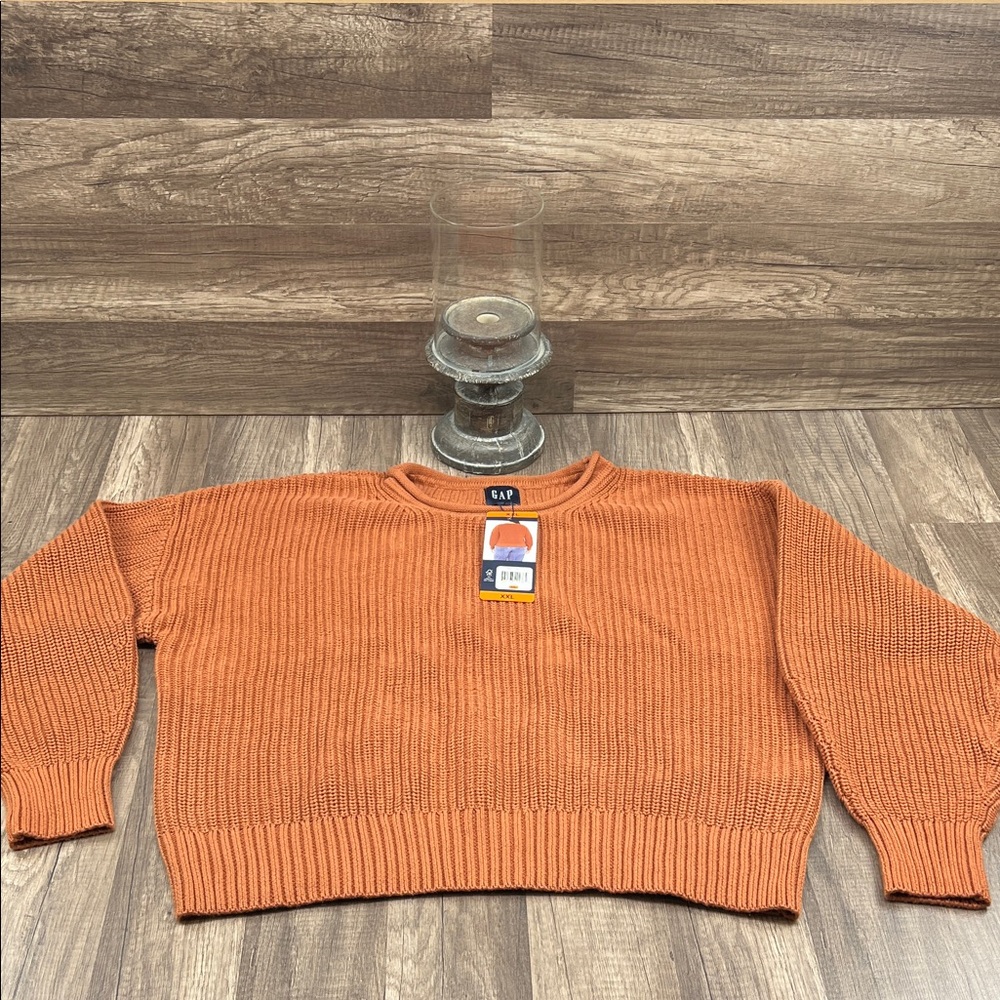 GAP Women's Warm Orange Crew Neck Sweater